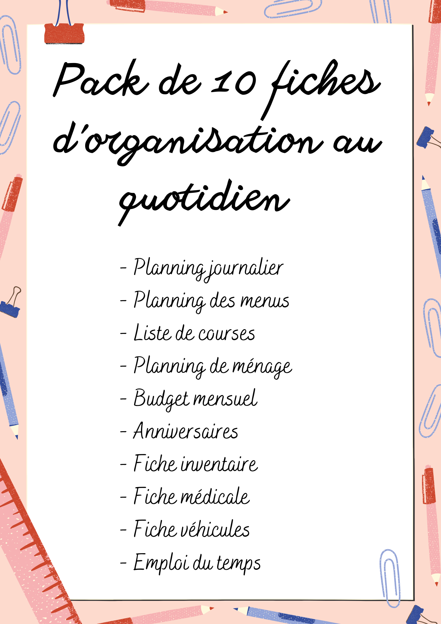 Pack fiches organisation